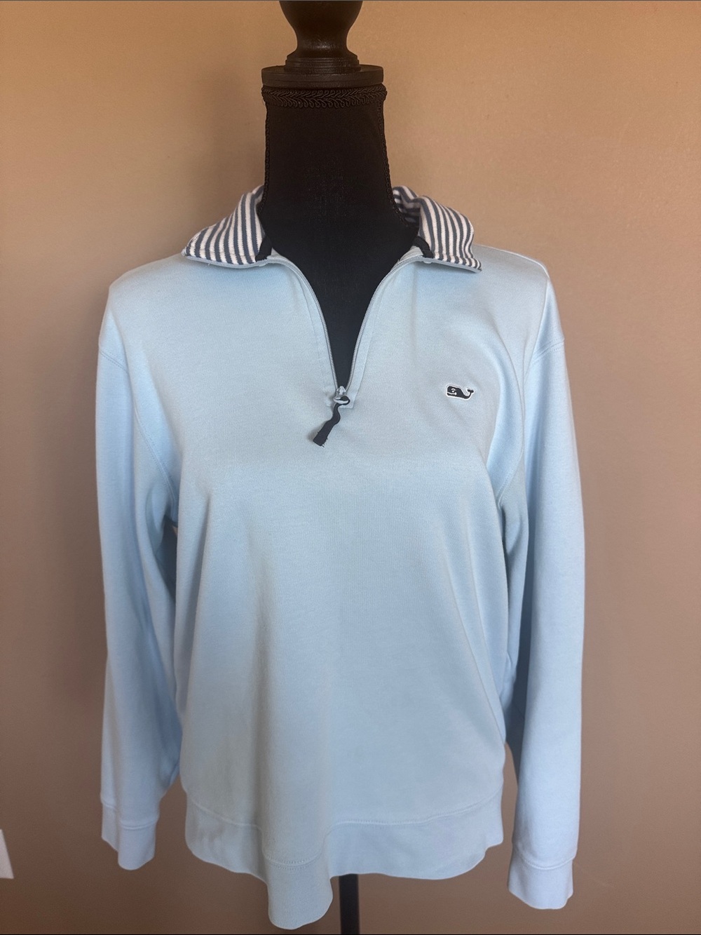 Vineyard Vines Light Blue & Navy Striped Crew Sweater
